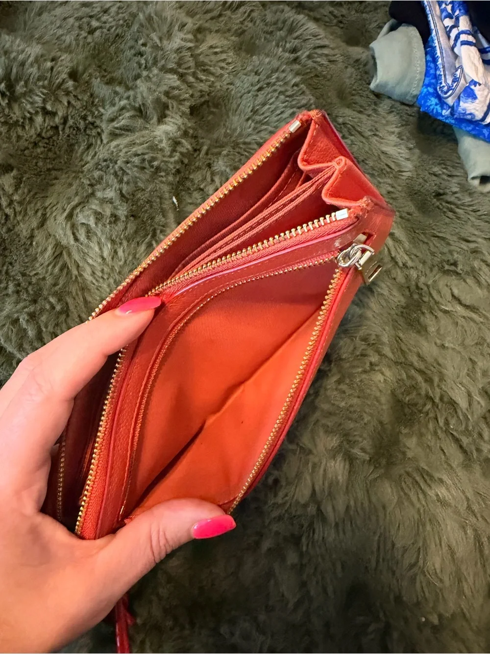 Vintage Coach Coral Zip Wristlet with Gold Hardware